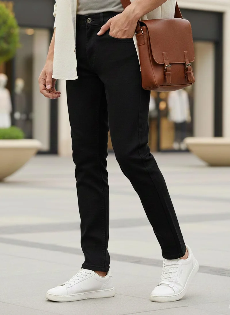 Urbano Fashion Men's Black Slim Fit Stretch Jeans